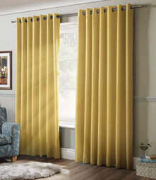 "Alan Symonds 100% Blackout Ring Top Curtains 41"" X 54"" Ochre"
