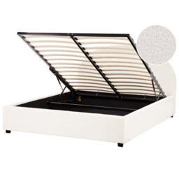 Beliani Ottoman Bed Boucle Vaucluse 160 X 200 Cm (Eu King Size) Off-White - thumbnail 1