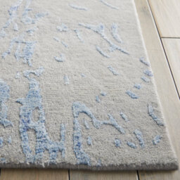 Grey Blue Wool Luxurious Modern Easy To Clean Handmade Abstract Bedroom Dining Room And Living Room Rug -259Cm X 351Cm - thumbnail 7