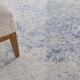 Grey Blue Wool Luxurious Modern Easy To Clean Handmade Abstract Bedroom Dining Room And Living Room Rug -259Cm X 351Cm - thumbnail 5
