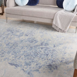 Grey Blue Wool Luxurious Modern Easy To Clean Handmade Abstract Bedroom Dining Room And Living Room Rug -259Cm X 351Cm - thumbnail 3