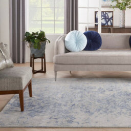 Grey Blue Wool Luxurious Modern Easy To Clean Handmade Abstract Bedroom Dining Room And Living Room Rug -259Cm X 351Cm - thumbnail 2