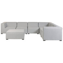 Beliani Garden Corner Sofa With Ottoman 7 Seater Arezzo Right Hand Modular Light Grey - thumbnail 5