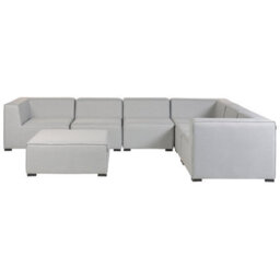 Beliani Garden Corner Sofa With Ottoman 7 Seater Arezzo Right Hand Modular Light Grey - thumbnail 4