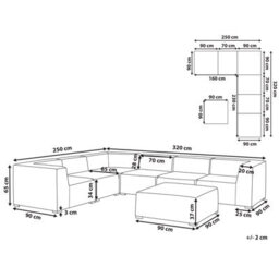 Beliani Garden Corner Sofa With Ottoman 7 Seater Arezzo Right Hand Modular Light Grey - thumbnail 3