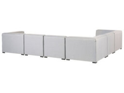 Beliani Garden Corner Sofa With Ottoman 7 Seater Arezzo Right Hand Modular Light Grey - thumbnail 8