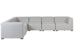 Beliani Garden Corner Sofa With Ottoman 7 Seater Arezzo Right Hand Modular Light Grey - thumbnail 7