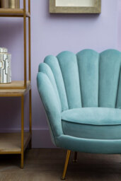 Orsina Sturdy Design Blue Scalloped Chair, Glamorous Occassional Arm Chair, Stylish Armchair For Livingroom - thumbnail 3