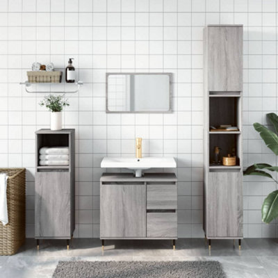 Berkfield Bathroom Cabinet Grey Sonoma 65X33X60 Cm Engineered Wood - image 1