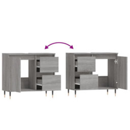 Berkfield Bathroom Cabinet Grey Sonoma 65X33X60 Cm Engineered Wood - thumbnail 8