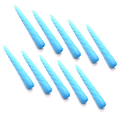 "SolaDirect Tapered Dinner Candles, Table Spiral Candles, Pack Of 10, Decorative Household Candles, Up To 7 Hours, 23 Cm / 9"" (Blue)" - image 1
