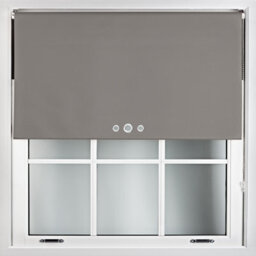 Furnished Blackout Roller Blinds With Triple Round Eyelets & Metal Fittings - Dark Grey (W)195Cm (L)210Cm - thumbnail 1