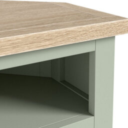 Farro Sage  Corner Tv Unit With Washed Oak Top - Fully Assembled - By Roseland Furniture - thumbnail 7
