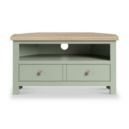 Farro Sage  Corner Tv Unit With Washed Oak Top - Fully Assembled - By Roseland Furniture - thumbnail 5