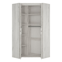Furniture To Go Angel Corner Fitted Wardrobe In White Craft Oak - thumbnail 3