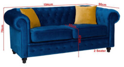 Hilton Chesterfield Style Sofa Navy Blue French Velvet Fabric 3+2 Seater Set (3+2 Seater) - thumbnail 3