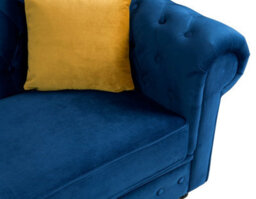 Hilton Chesterfield Style Sofa Navy Blue French Velvet Fabric 3+2 Seater Set (3+2 Seater) - thumbnail 5