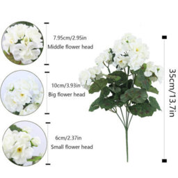 10 Artificial Geraniums And Begonias, Artificial Flowers For Decoration, Artificial Decorative Flowers, White, 35 Cm - thumbnail 2