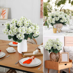10 Artificial Geraniums And Begonias, Artificial Flowers For Decoration, Artificial Decorative Flowers, White, 35 Cm - thumbnail 9
