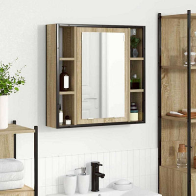 Walplus Bathroom Mirror Cabinet Beige 60 X 16 X 60 Cm Engineered Wood - image 1