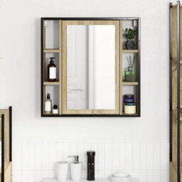 Walplus Bathroom Mirror Cabinet Beige 60 X 16 X 60 Cm Engineered Wood - thumbnail 5
