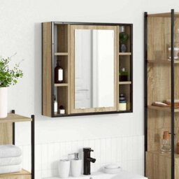 Walplus Bathroom Mirror Cabinet Beige 60 X 16 X 60 Cm Engineered Wood - thumbnail 1