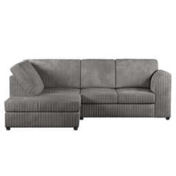 Furnishings For Less UK Luxor Grey Jumbo Cord 4 Seater Corner Sofa Left Hand Facing - Full Back - thumbnail 1