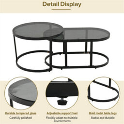 Abrihome Outdoor Patio & Backyard Furniture Garden Lounge Set, Thick Quality Space Saving Sofas With Glass Coffee Table, Grey - thumbnail 3