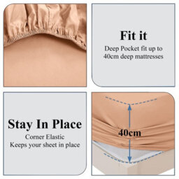 Ameha Peach Fitted Sheet Anti Allergic Extra Deep 25 Cm Bedsheet Single Microfiber Hypoallergenic Durable Bedsheet(91X190Cm) - thumbnail 5