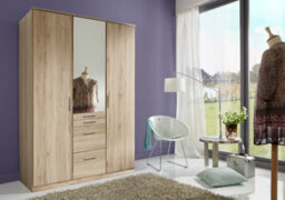 Diver 3 Door Oak  Wardrobe With Drawers - thumbnail 4