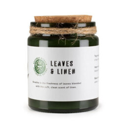 Serenityy Leaves & Linen Woodwick Soy Candle  - 150G, Deep Green Glass, Cork Lid - thumbnail 1