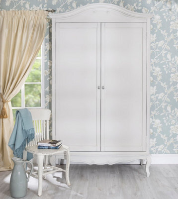 Statement Furniture Juliette Double Wardrobe. French Style 2 Door Wardrobe With Crystal Handles - White - image 1