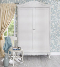 Statement Furniture Juliette Double Wardrobe. French Style 2 Door Wardrobe With Crystal Handles - White - thumbnail 1