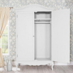 Statement Furniture Juliette Double Wardrobe. French Style 2 Door Wardrobe With Crystal Handles - White - thumbnail 2
