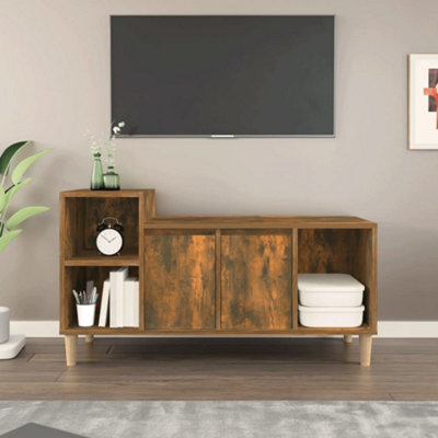 Berkfield Tv Cabinet Smoked Oak 100X35X55 Cm Engineered Wood - image 1
