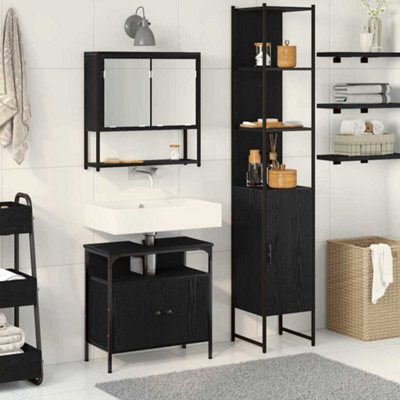 Berkfield 3 Piece Bathroom Furniture Set In Black Oak - image 1