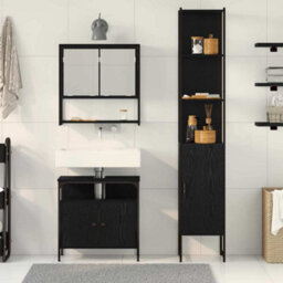 Berkfield 3 Piece Bathroom Furniture Set In Black Oak - thumbnail 4