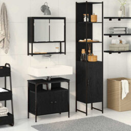 Berkfield 3 Piece Bathroom Furniture Set In Black Oak - thumbnail 1