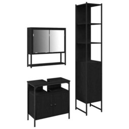 Berkfield 3 Piece Bathroom Furniture Set In Black Oak - thumbnail 2