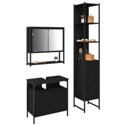 Berkfield 3 Piece Bathroom Furniture Set In Black Oak - thumbnail 3