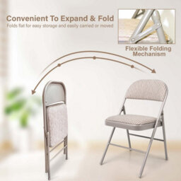 Crystals Grey Fabric Padded Brand New Deluxe Strong Steel Metal Frame Folding Chair - thumbnail 3