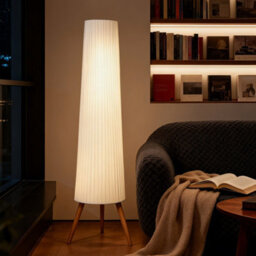 Wyld Haus Liletti 153Cm Natural Wood-Style Tripod Floor Lamp With White Fabric Shade And 3-Level Led Dimmer - thumbnail 3