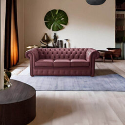 Chesterfield 3 Seater Shelly Burgandy Leather Sofa Bespoke In Classic Style - thumbnail 2