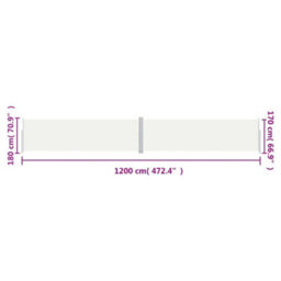 Walplus Retractable Side Awning Garden Sun Shade Canopy Gazebo For Back Door, Porch, Patio Cream 180X1200 Cm - thumbnail 8