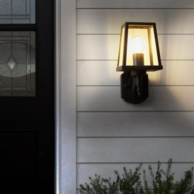 Beliani Outdoor Wall Light Sconce Matte Black Iron With Clear Glass Shade Weatherproof Patio Garden Lighting - image 1