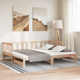 Berkfield Day Bed With Trundle Without Mattress 90X200 Cm Solid Wood - thumbnail 4