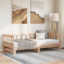 Berkfield Day Bed With Trundle Without Mattress 90X200 Cm Solid Wood - thumbnail 1