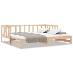 Berkfield Day Bed With Trundle Without Mattress 90X200 Cm Solid Wood - thumbnail 2