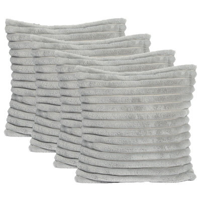 OHS 4 X Faux Fur Thick Rib Cushion Covers, 45 X 45Cm - Grey - image 1