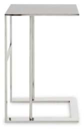 Orsina Silver Side Table, C-Shaped Stainless Steel Side Table For Living Room, Modern Metal Accent Table - thumbnail 1